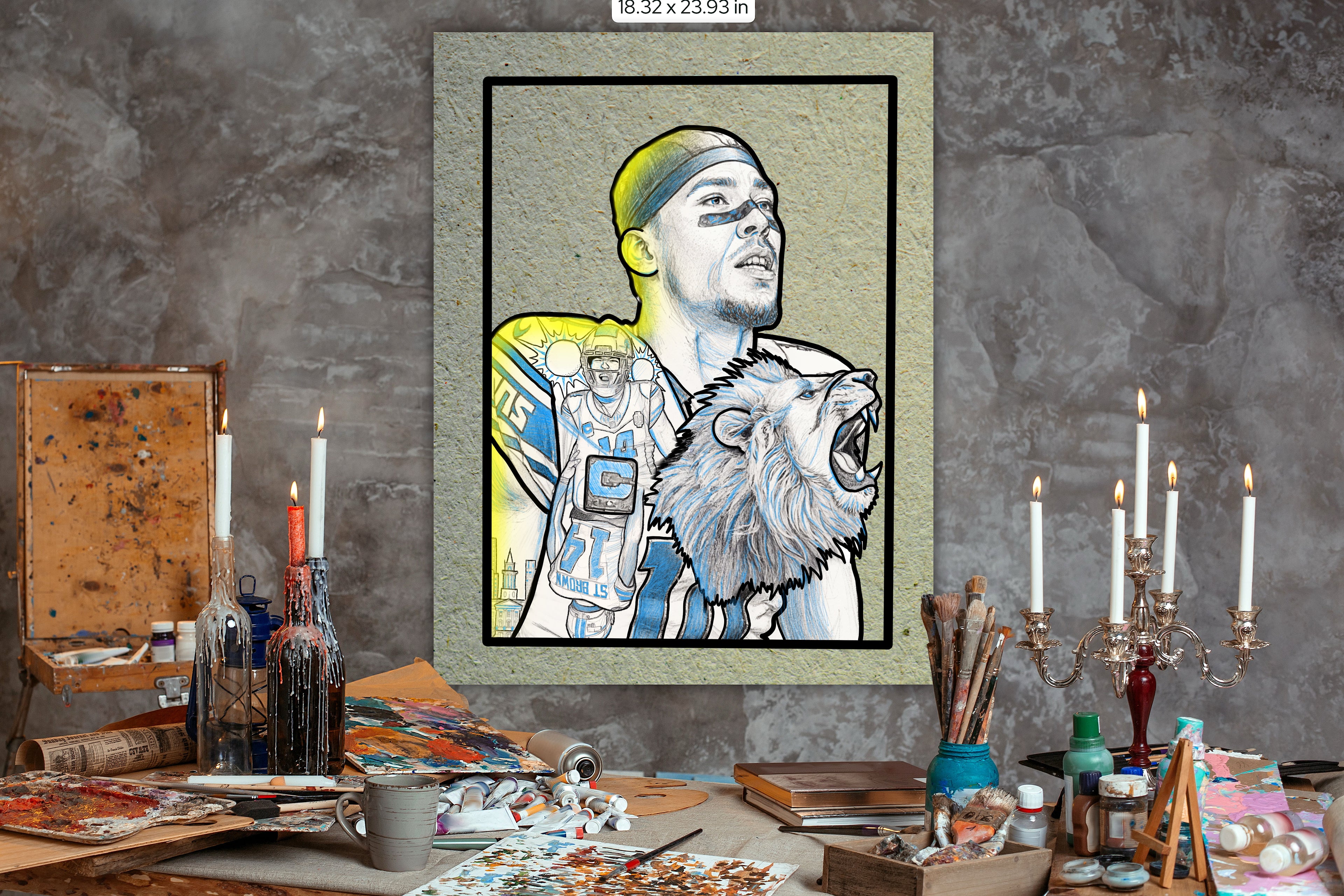 8.5x11 Detroit Aura Amon Ra St Brown Fine Art Print