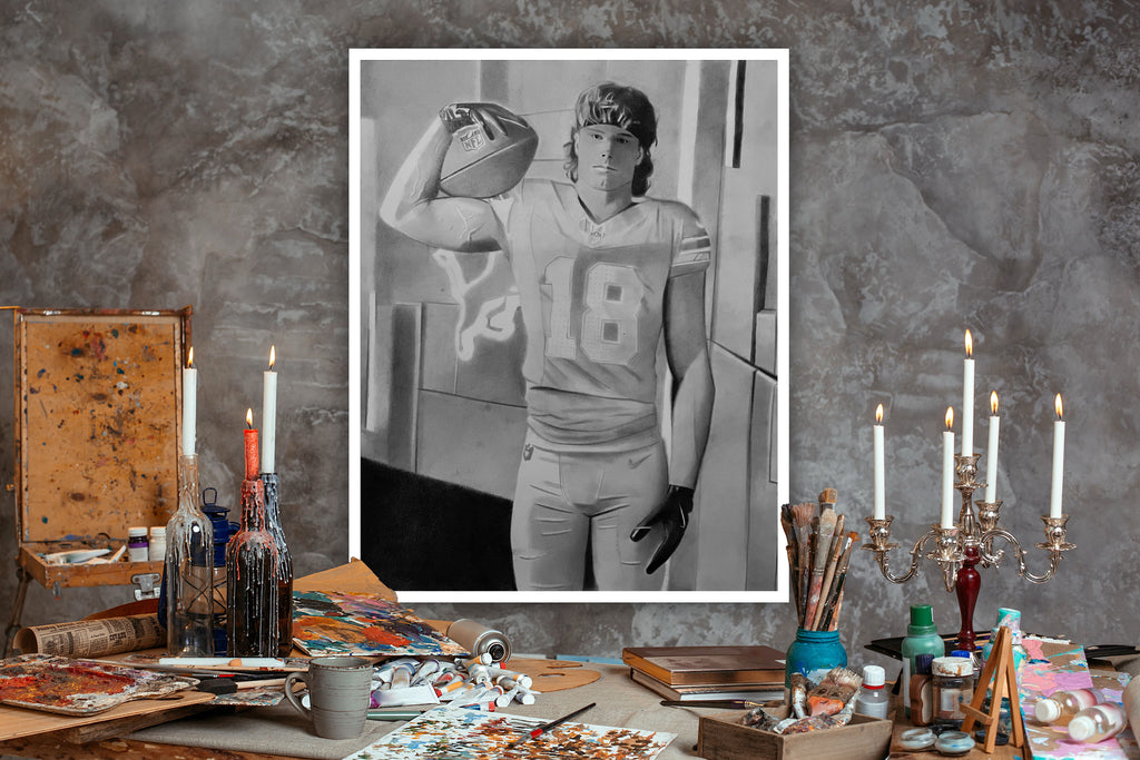 15x20 Original Graphite Drawing “Hometown Rookie” Isaac TeSlaa