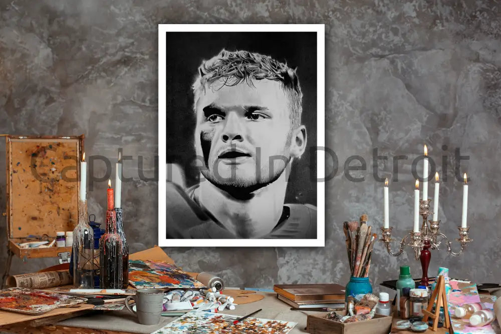 8.5x11 Aidan Hutchinson Graphite Drawing Fine Art Print