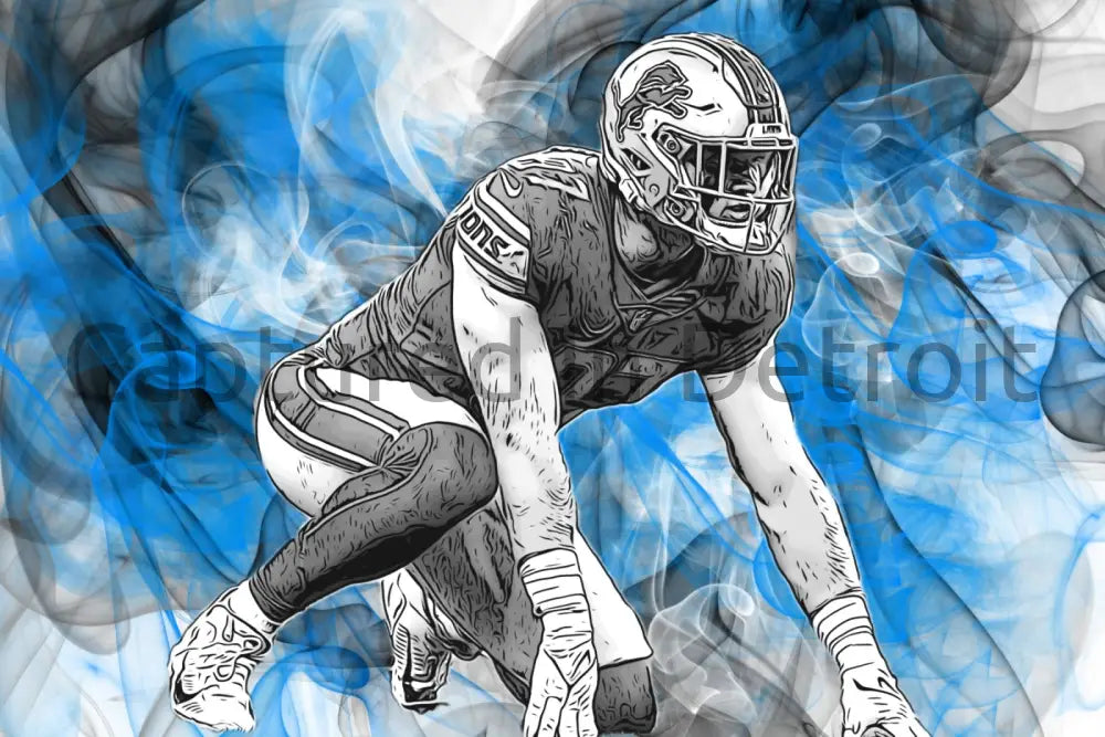 8.5x11 “Detroit Smoke” Series Aidan Hutchinson Fine Art Print