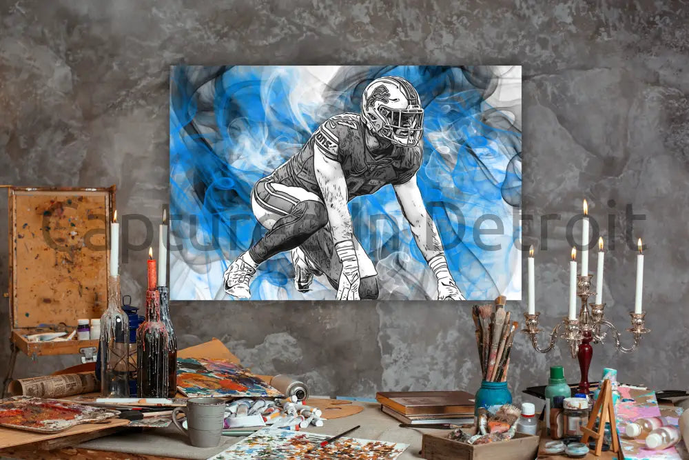 8.5x11 “Detroit Smoke” Series Aidan Hutchinson Fine Art Print