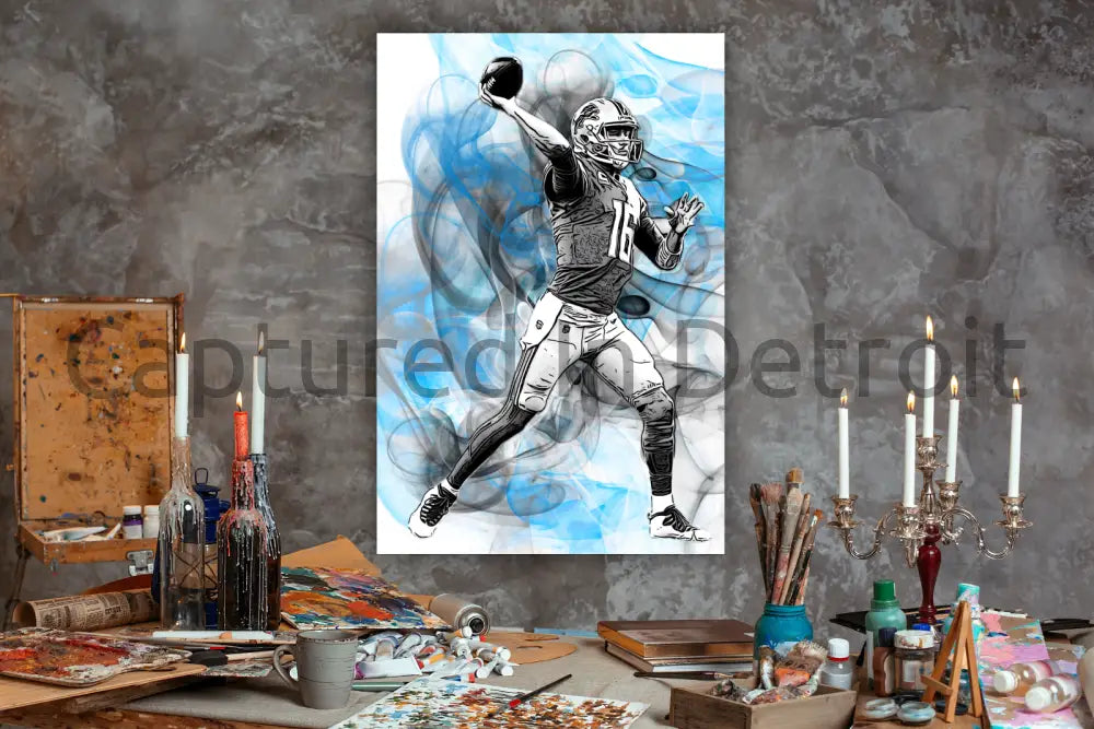 8.5x11 “Detroit Smoke” Series Jared Goff Fine Art Print