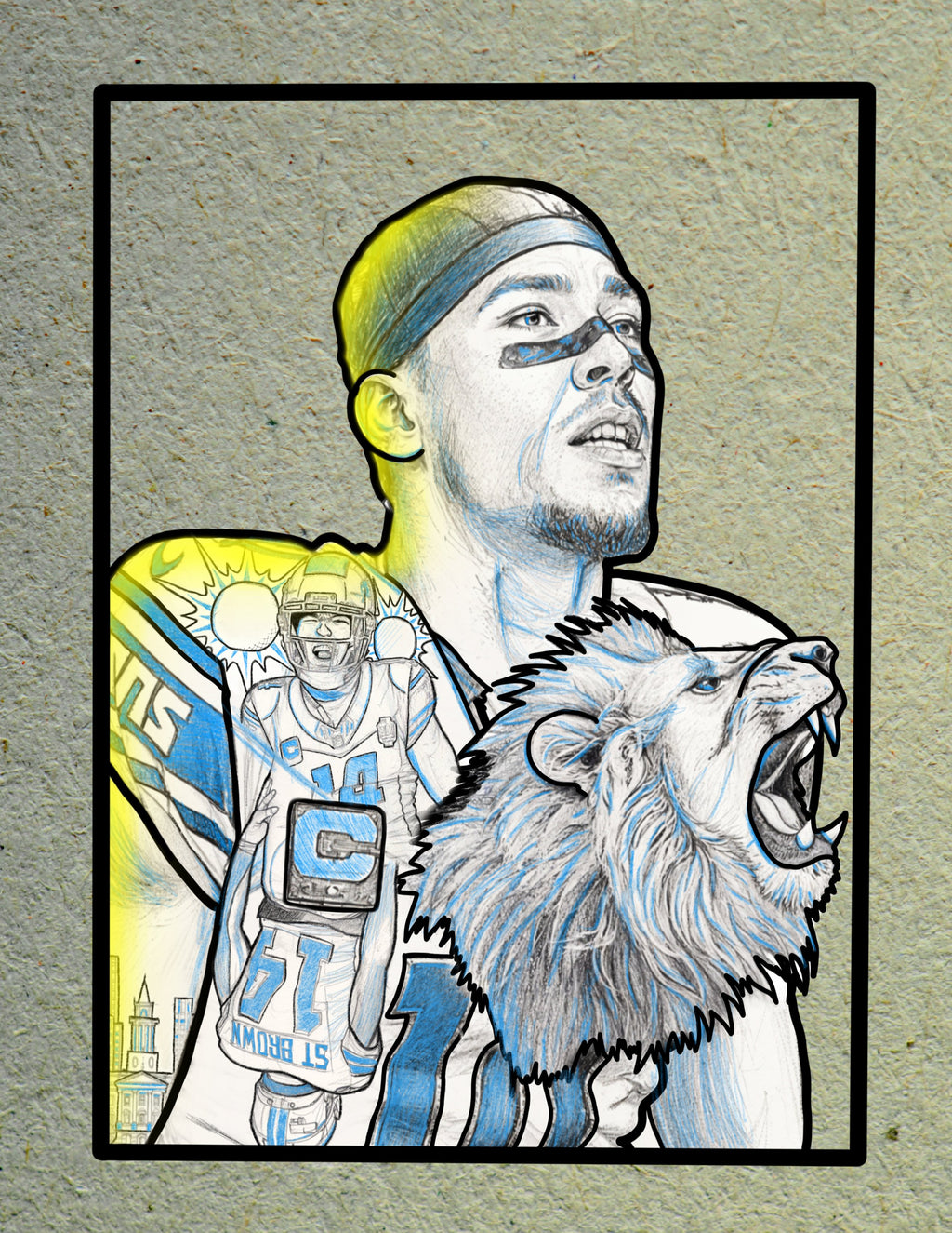 8.5x11 Detroit Aura Amon Ra St Brown Fine Art Print