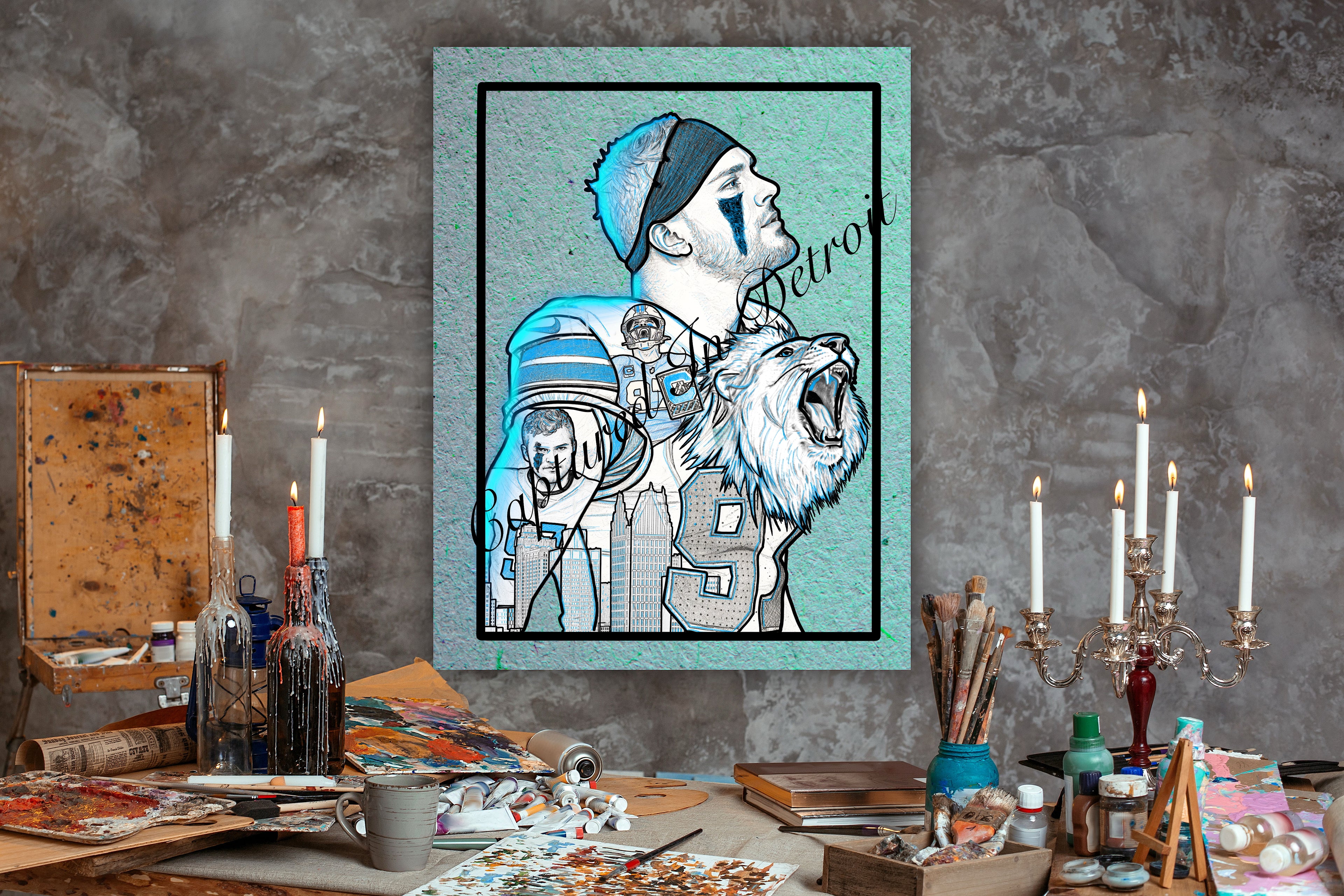 8.5x11 Detroit Aura Aidan Hutchinson Fine Art Print