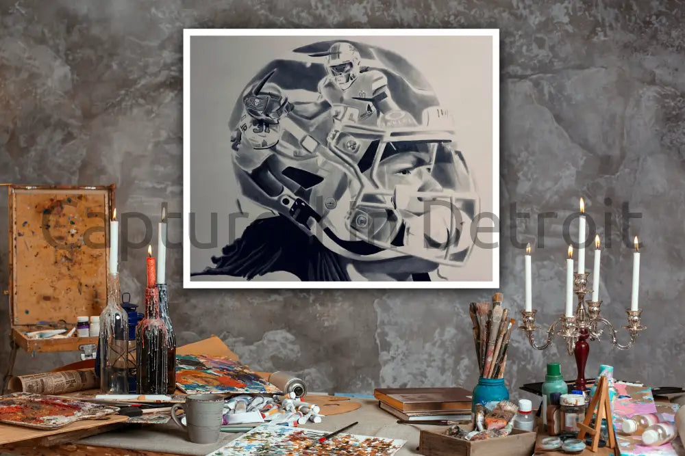 Jahmyr Gibbs Stiff Arm Custom Art Print 8.5x11