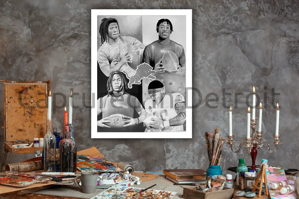 (SALE) Alabama Boys Detroit Lions Custom Graphite Print 11x17