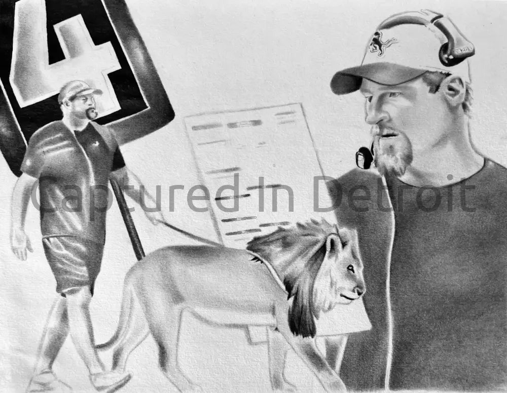 (SALE) Dan Campbell Walking Lion Custom Art Print 8.5x11