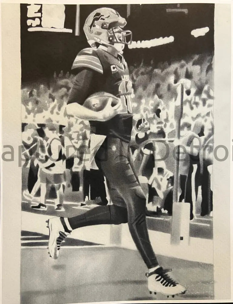 (SALE) Jared Goff 1st Career Reception Touchdown Custom Graphite Print 8.5x11